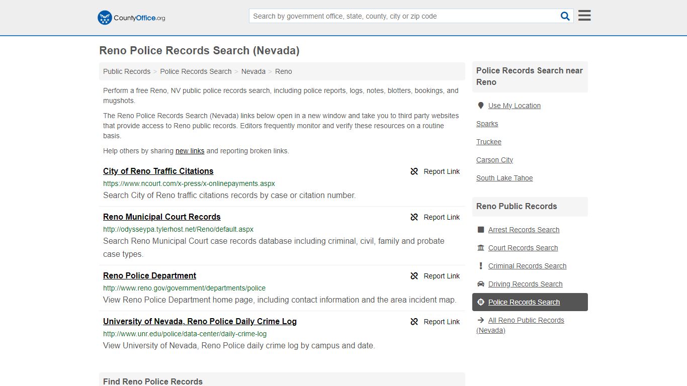 Police Records Search - Reno, NV (Accidents & Arrest Records)